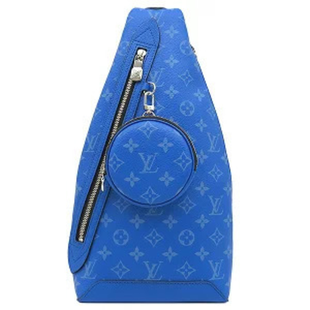 Louis Vuitton Duo Sling Bag Monogram Canvas Taiga Taigarama Agave Blue Crossbody